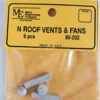 Micro Engineering 80-202 - Roof Vents & Fans 6pcs - N Scale -Model Train Hub me80202 68818.1680631106