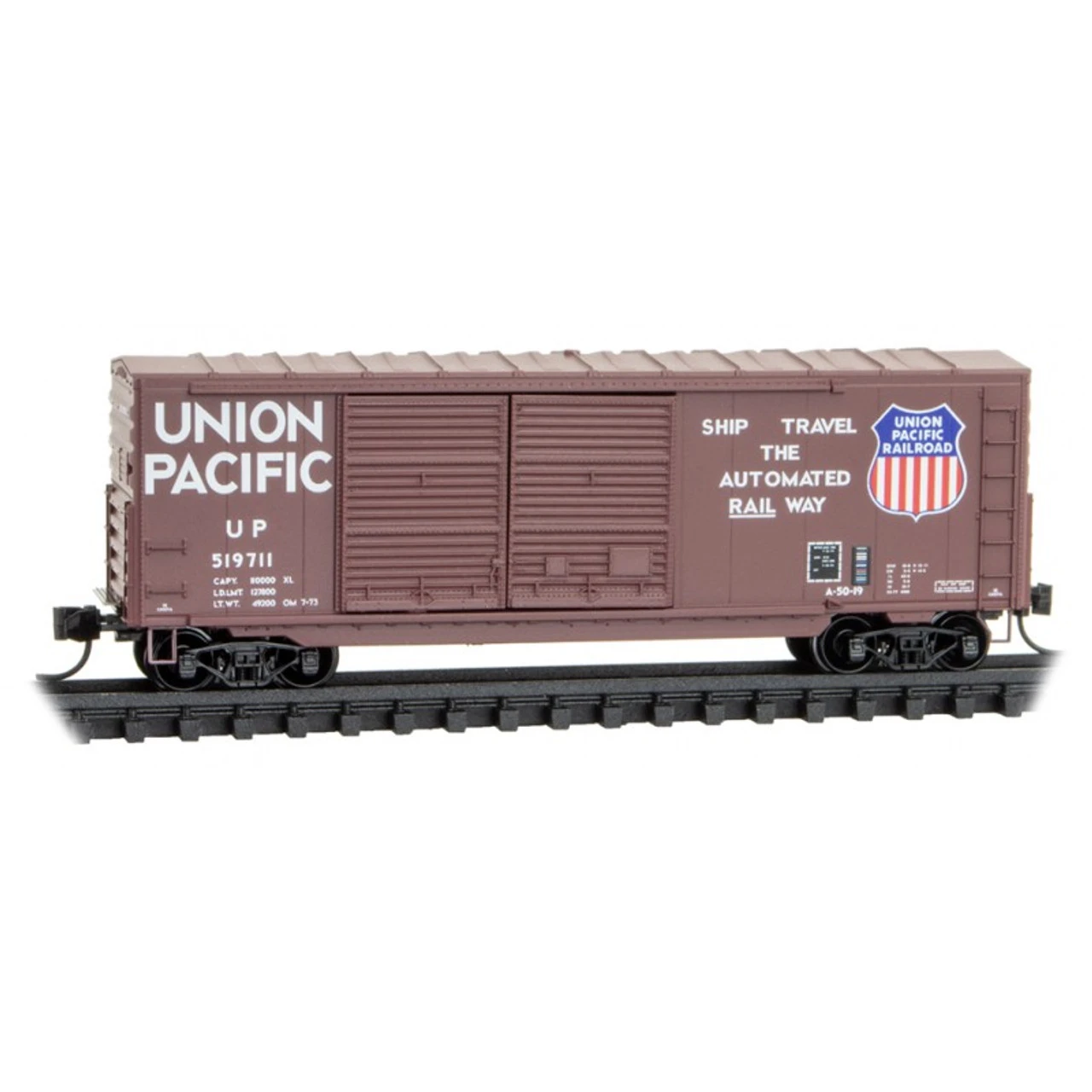 Micro-Trains Line 06800552 - 40' Double Door Boxcar W/o Roofwalk Union Pacific (UP) 519711 - N Scale 3 Micro-Trains Line 06800552 - 40' Double Door Boxcar W/o Roofwalk Union Pacific (UP) 519711 - N Scale