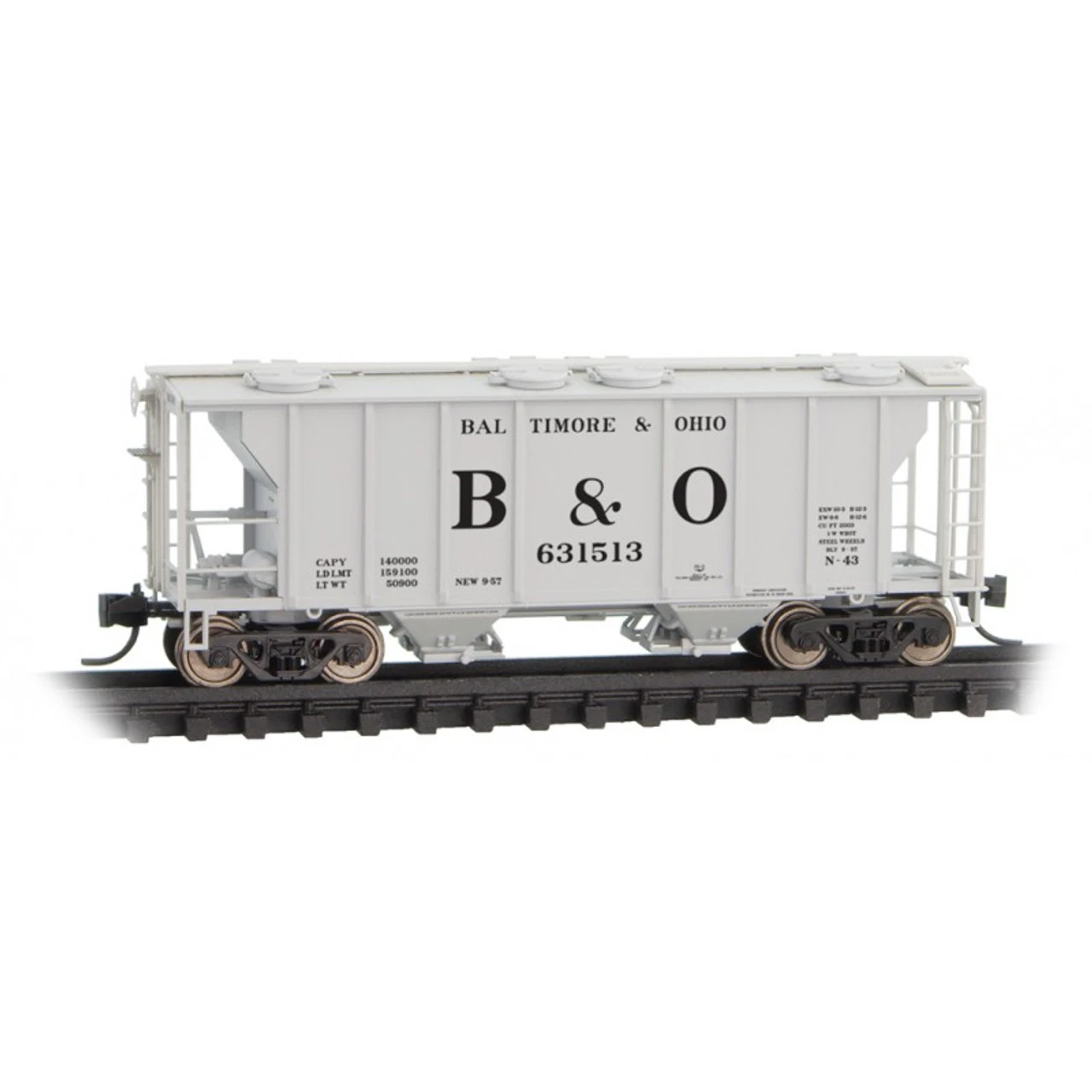Micro-Trains Line 09500041 - PS-2 2-Bay Covered Hopper Baltimore & Ohio (B&O) 631513 - N Scale 3 Micro-Trains Line 09500041 - PS-2 2-Bay Covered Hopper Baltimore & Ohio (B&O) 631513 - N Scale