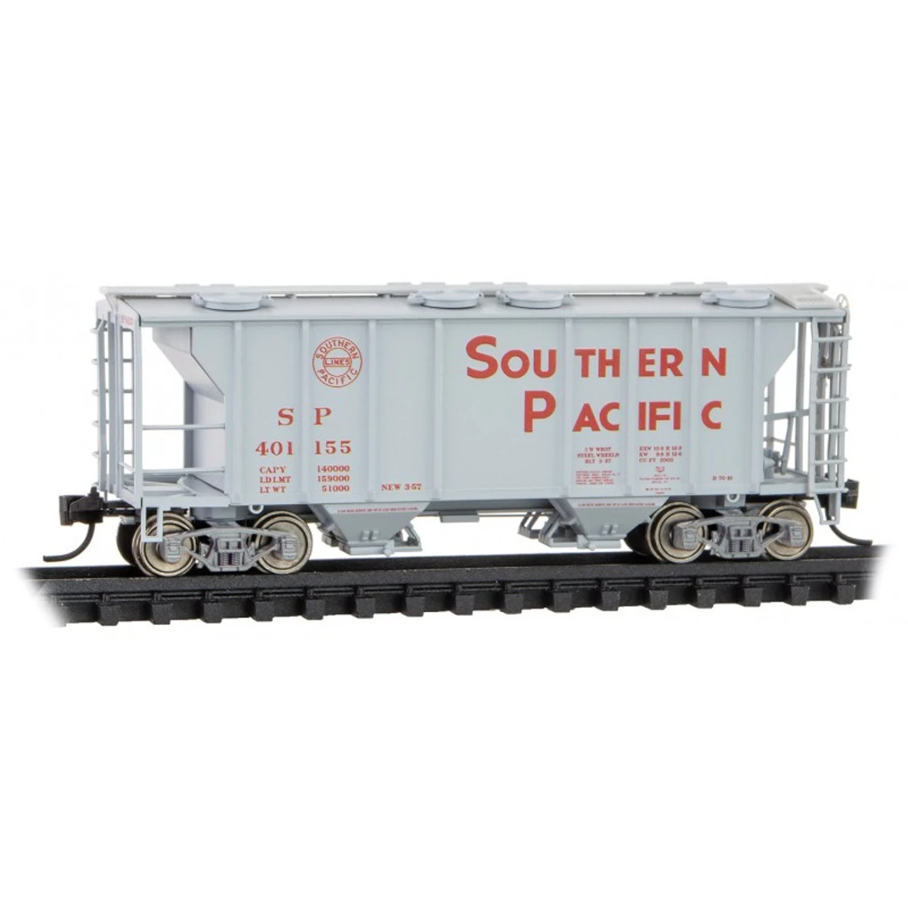 Micro-Trains Line 09500071 - PS-2 2-Bay Covered Hopper Southern Pacific (SP) 401155 - N Scale 3 Micro-Trains Line 09500071 - PS-2 2-Bay Covered Hopper Southern Pacific (SP) 401155 - N Scale
