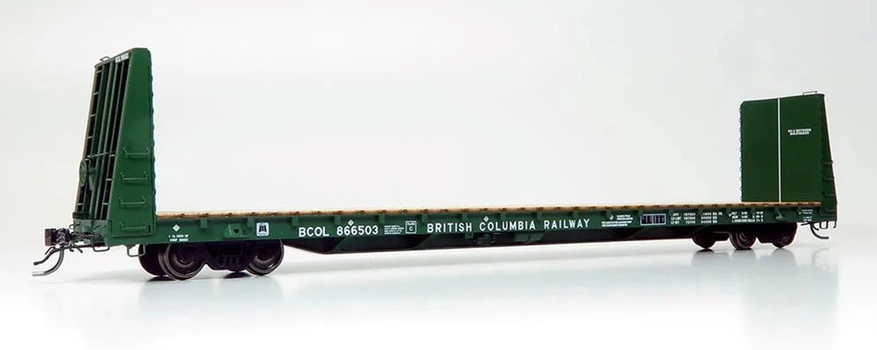 Rapido 147005A - Marine Industries 66' Bulkhead Flatcar British Columbia Railway (BCOL) 866739 - HO Scale 3 Rapido 147005A - Marine Industries 66' Bulkhead Flatcar British Columbia Railway (BCOL) 866739 - HO Scale