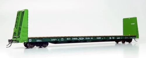 Rapido 147006A - Marine Industries 66' Bulkhead Flatcar British Columbia Railway (BCIT) 818000 - HO Scale