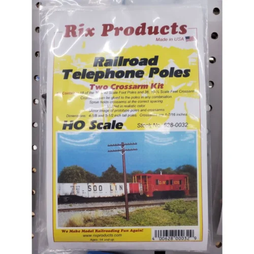 Rix Products 0032 - Railroad Telephone Poles, Two Crossarm Kits (18) - HO Scale Kit