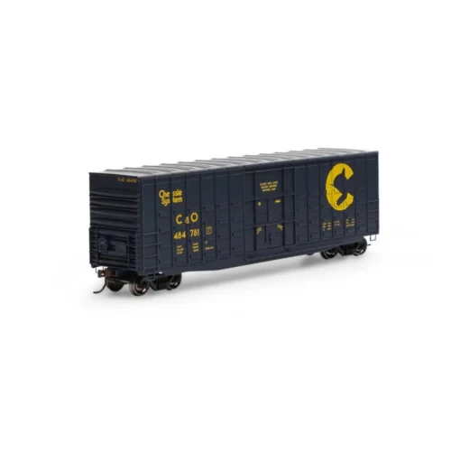 Athearn Roundhouse 88081 - 50' Waffle High Cube Plug Door Box Chessie (C&O) 484781 - HO Scale