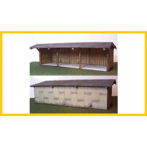 RslaserKits 2009 - 3 Bay Open Storage Shed - HO Scale Kit