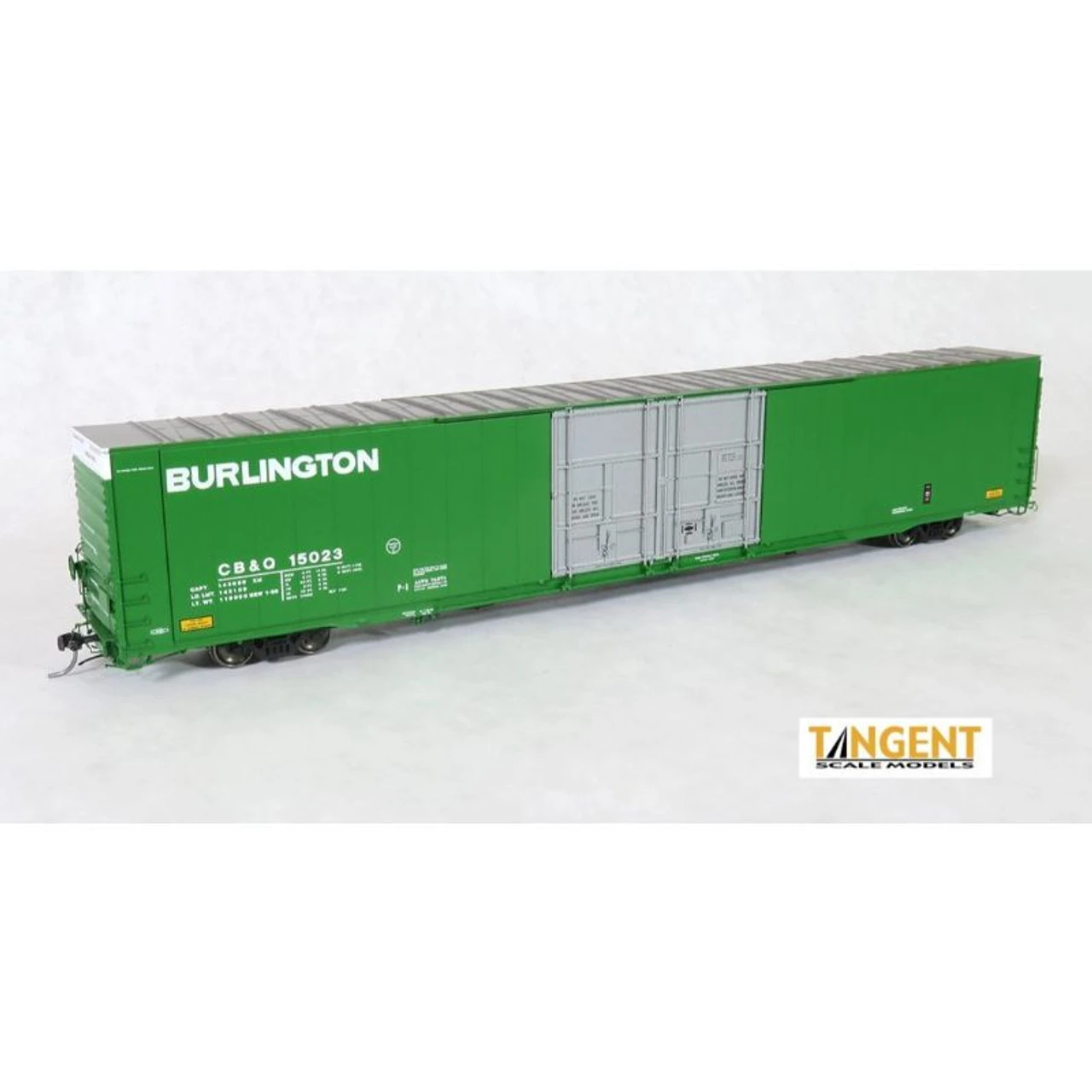 Tangent Scale Models 25028-01 - Greenville 86' Double Plug Door Box Car Burlington (CB&Q) 15023 - HO Scale 3 Tangent Scale Models 25028-01 - Greenville 86' Double Plug Door Box Car Burlington (CB&Q) 15023 - HO Scale