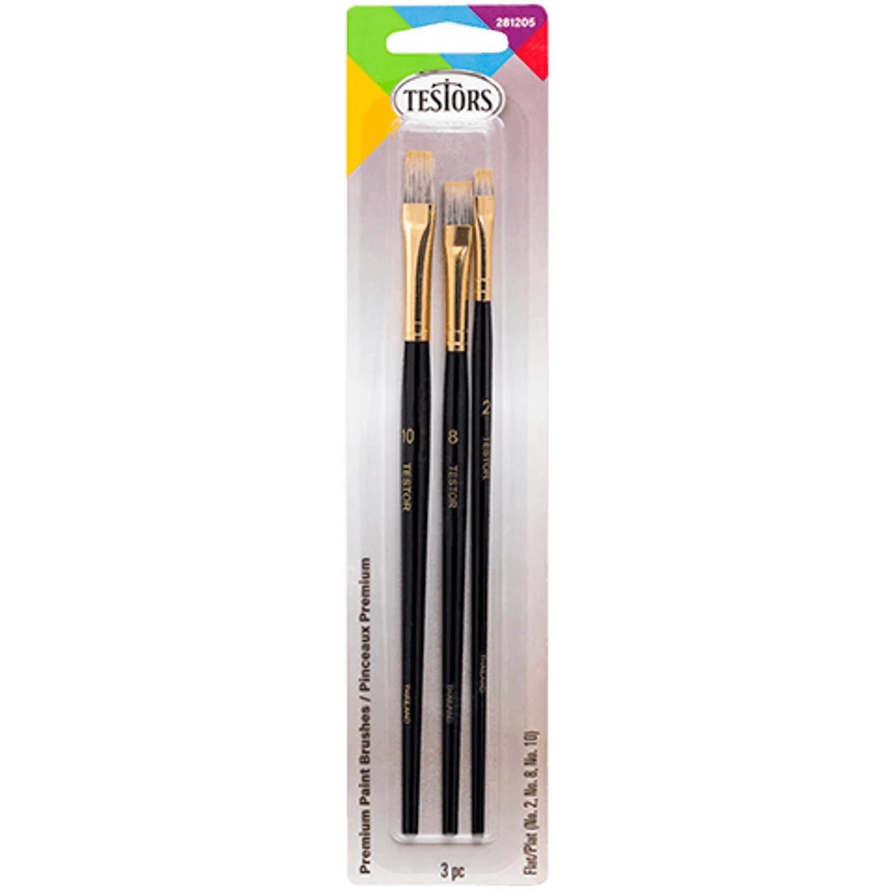 Testors 281205 - Premium Paint Brushes - Flat (#2, #8, #10) 1-each - Multi Scale 3 Testors 281205 - Premium Paint Brushes - Flat (#2, #8, #10) 1-each - Multi Scale