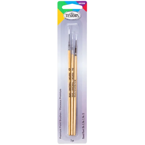 Testors 281206 - Premium Paint Brushes - Round (#0, #2, #3) 1-each - Multi Scale
