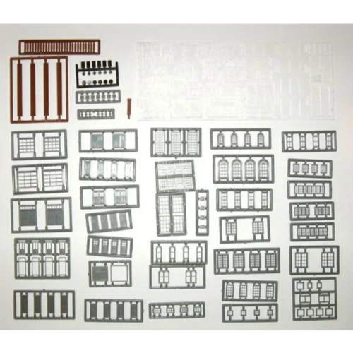 Tichy Train Group 2540 - Structure Part Assortment (Styrene) -- Includes All N Scale Windows, Doors Etc. & Steel 55-Gallon Drums - 164 Piece
