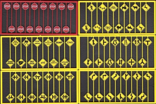 Tichy Train Group 8257 - Modern Road Signs Assortment 75 Pcs - HO Scale