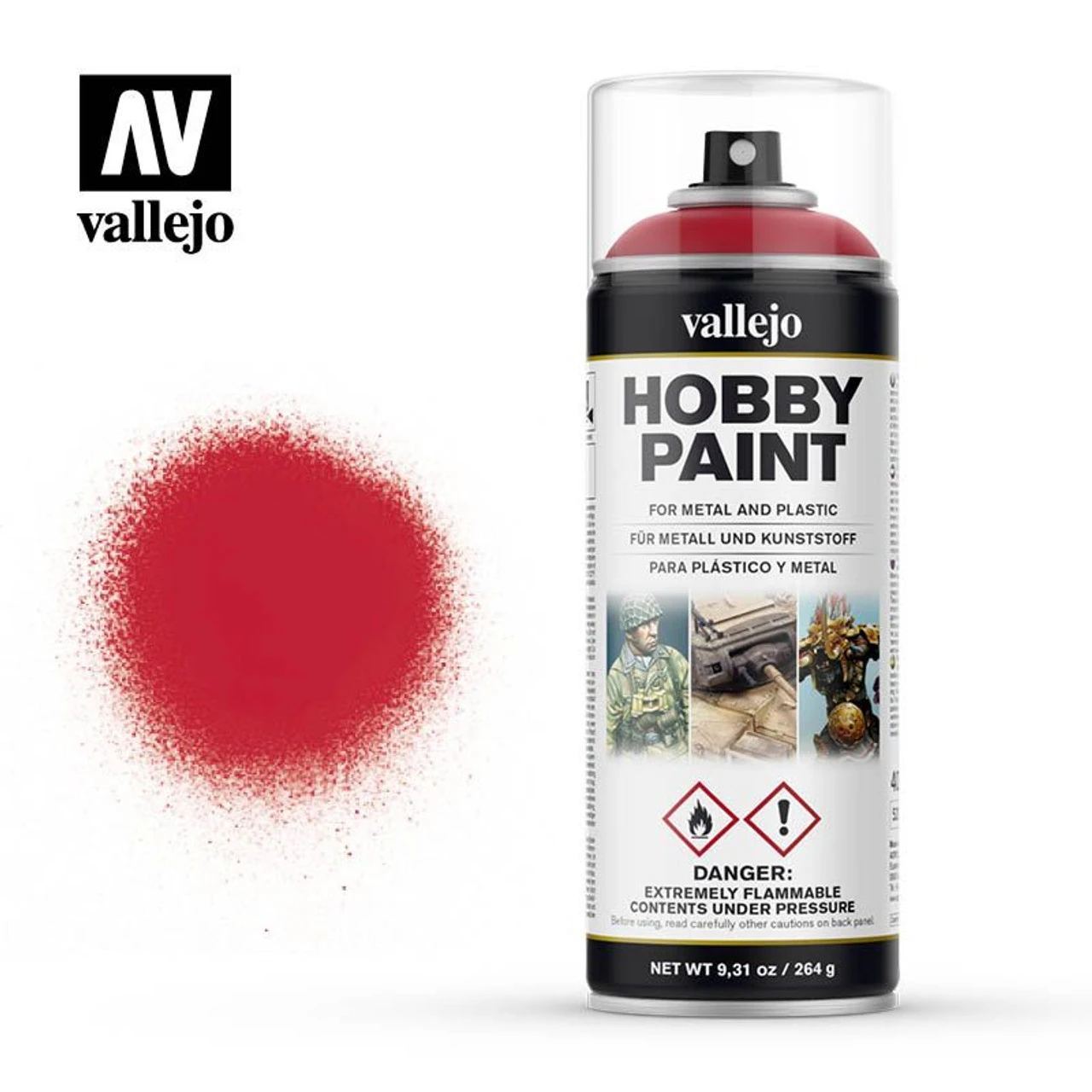 Vallejo 28023 - Hobby Spray Paint - Fantasy Bloody Red 400mL - 3 Vallejo 28023 - Hobby Spray Paint - Fantasy Bloody Red 400mL -