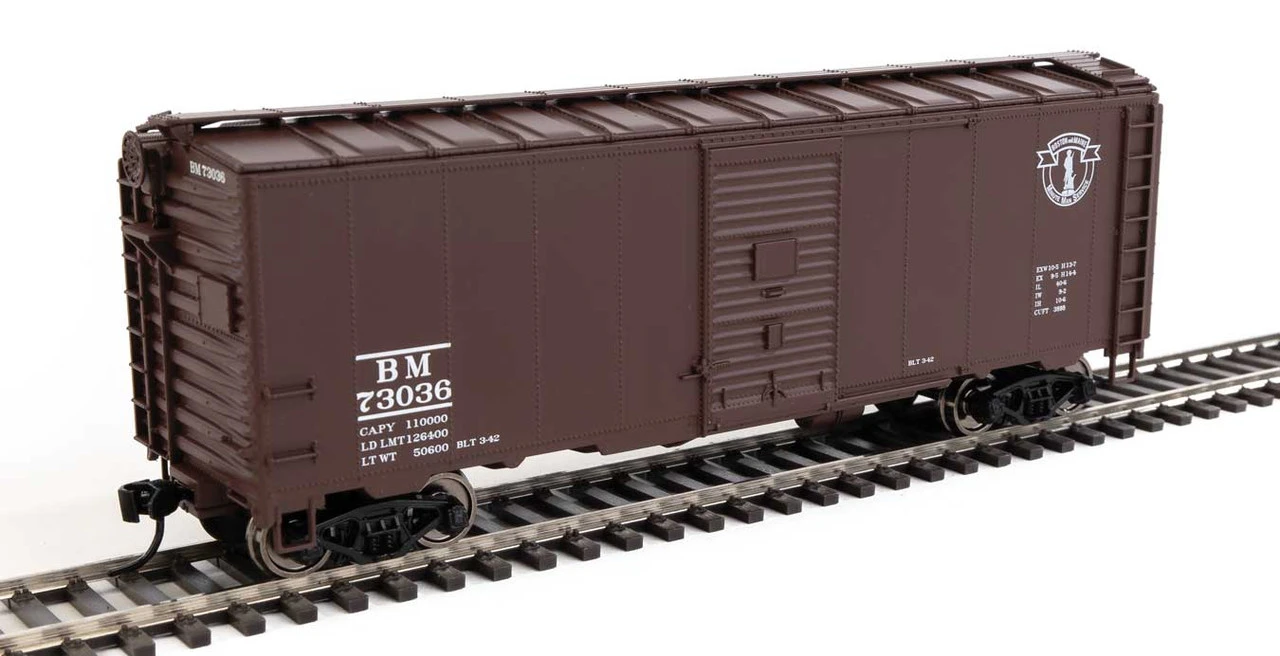 Walthers Mainline 910-2727 - 40' AAR Modified 1937 Boxcar Boston & Maine (BM) 73036 - HO Scale 3 Walthers Mainline 910-2727 - 40' AAR Modified 1937 Boxcar Boston & Maine (BM) 73036 - HO Scale