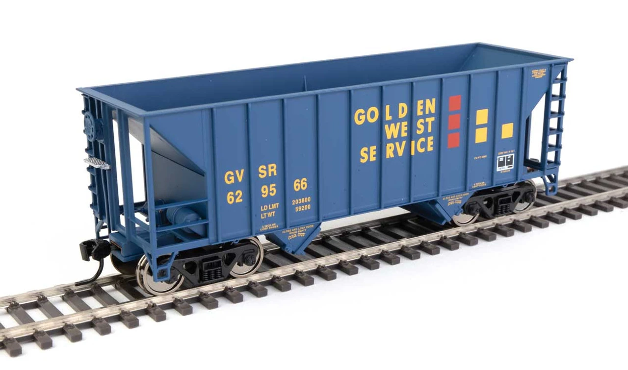 Walthers Mainline 910-56604 - 34' 100-Ton 2-Bay Hopper Golden West Service (GVSR) 629566 - HO Scale 3 Walthers Mainline 910-56604 - 34' 100-Ton 2-Bay Hopper Golden West Service (GVSR) 629566 - HO Scale