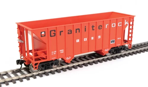 Walthers Mainline 910-56608 - 34' 100-Ton 2-Bay Hopper Granite Rock (GRCX) 1823 - HO Scale