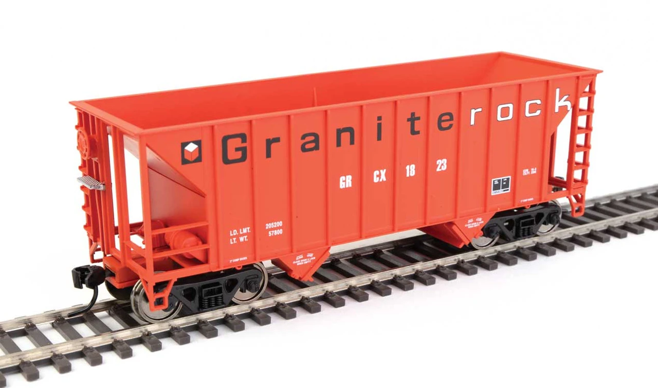 Walthers Mainline 910-56608 - 34' 100-Ton 2-Bay Hopper Granite Rock (GRCX) 1823 - HO Scale 3 Walthers Mainline 910-56608 - 34' 100-Ton 2-Bay Hopper Granite Rock (GRCX) 1823 - HO Scale