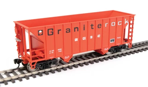 Walthers Mainline 910-56611 - 34' 100-Ton 2-Bay Hopper Granite Rock (GRCX) 1842 - HO Scale
