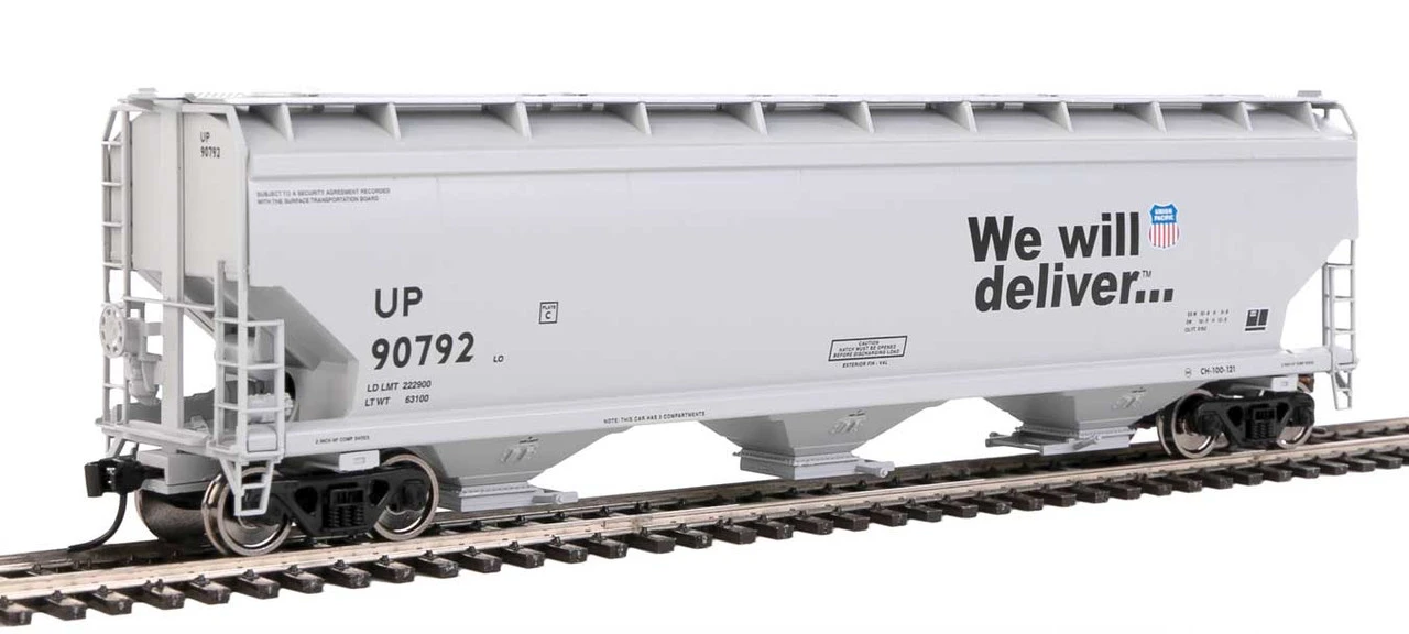 Walthers Mainline 910-7736 - 60' NSC 5150 3-Bay Covered Hopper Union Pacific (UP) 90792 - HO Scale 3 Walthers Mainline 910-7736 - 60' NSC 5150 3-Bay Covered Hopper Union Pacific (UP) 90792 - HO Scale