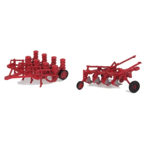 Walthers SceneMaster 949-4162 - Farm Plow And Planter -- Red - HO Scale