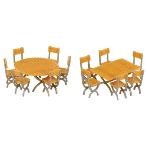 Walthers SceneMaster 949-4191 - Tables And Chairs - One Square One Round - HO Scale Kit