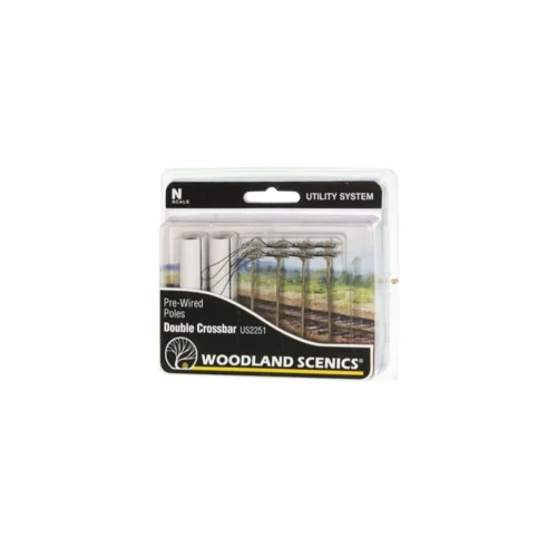 Woodland Scenics 2251 - Wired Poles Double Crossbar - N Scale