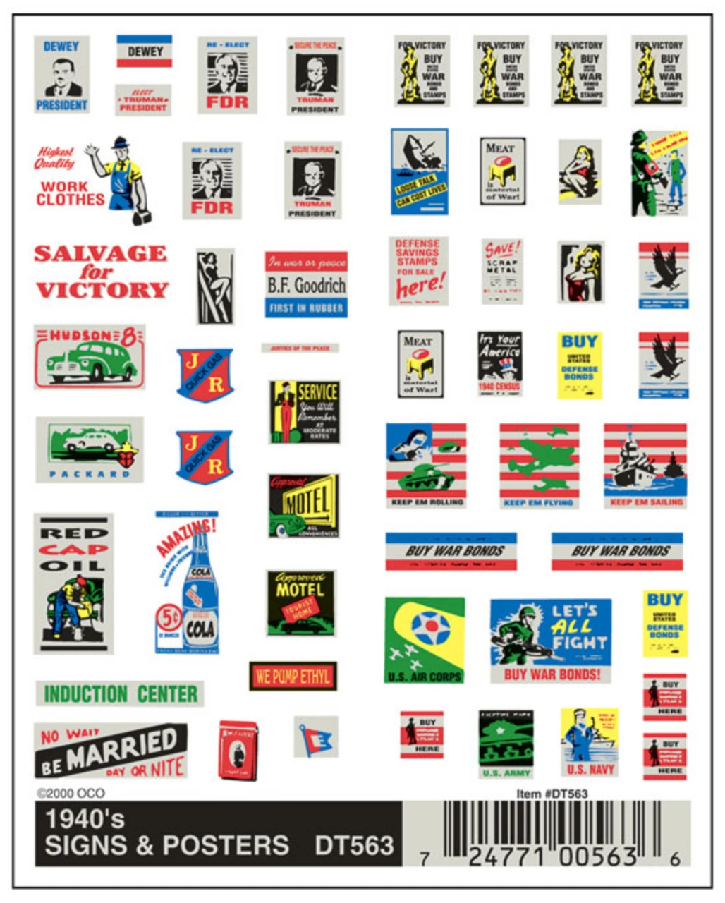 Woodland Scenics #563 - 1940's Signs And Posters 3 Woodland Scenics #563 - 1940's Signs And Posters