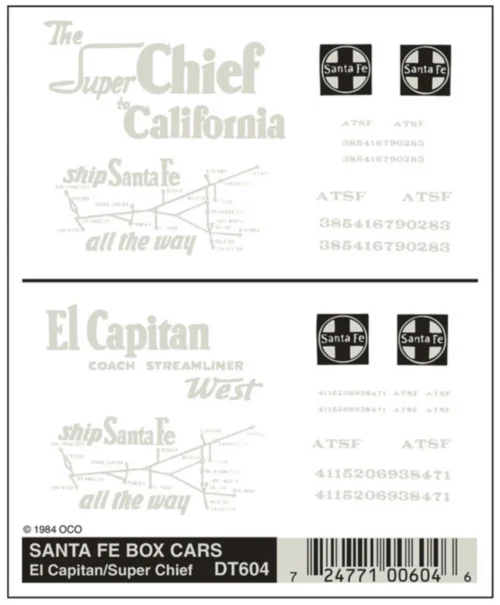 Woodland Scenics #604 - Santa Fe Box Cars-Passenger